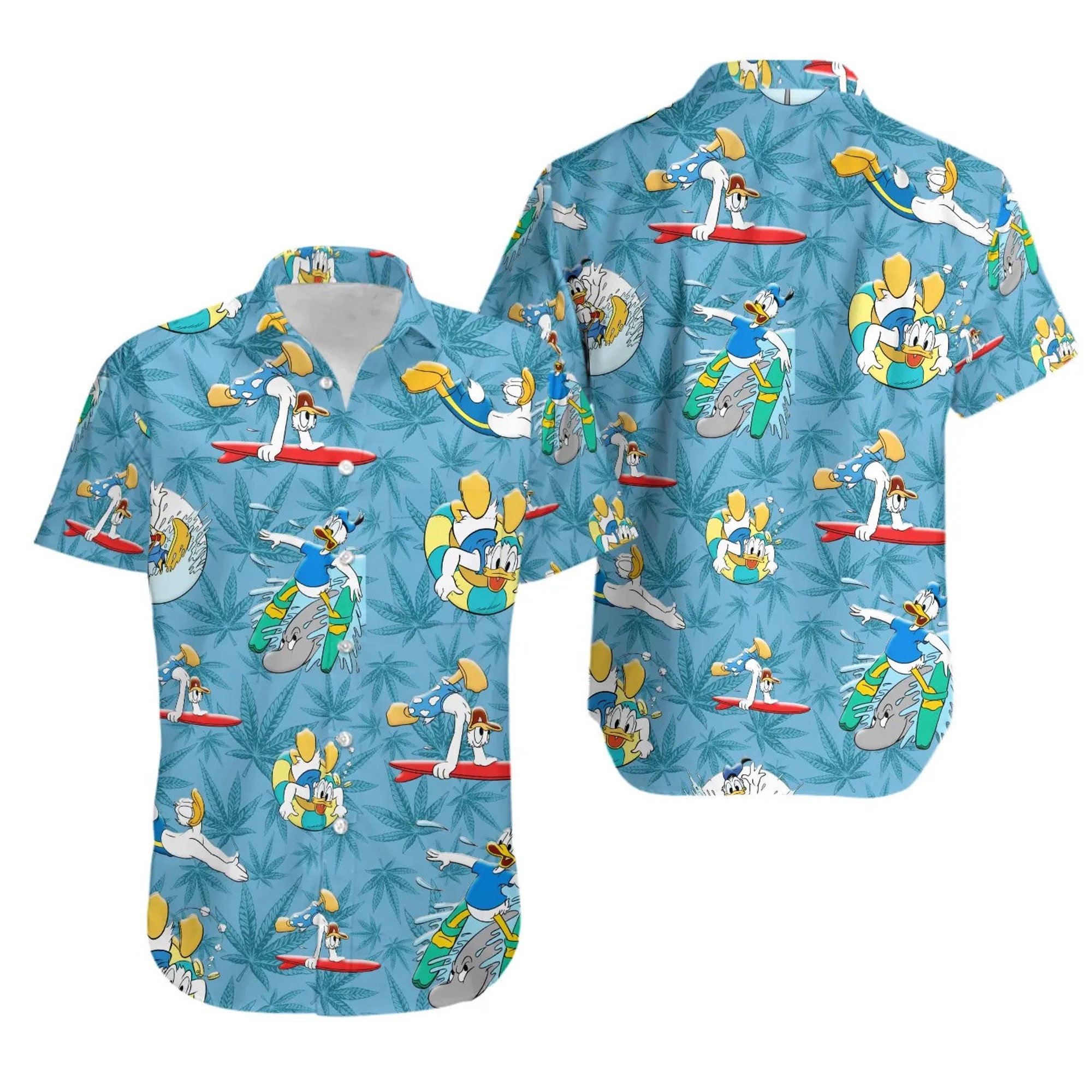 Donald Duck Schwimmen Sommer Tropischer Druck Disney Hawaiian Shirt Donald Duck Schwimmen Sommer Tropischer Druck Disney Hawaiian Shirt
