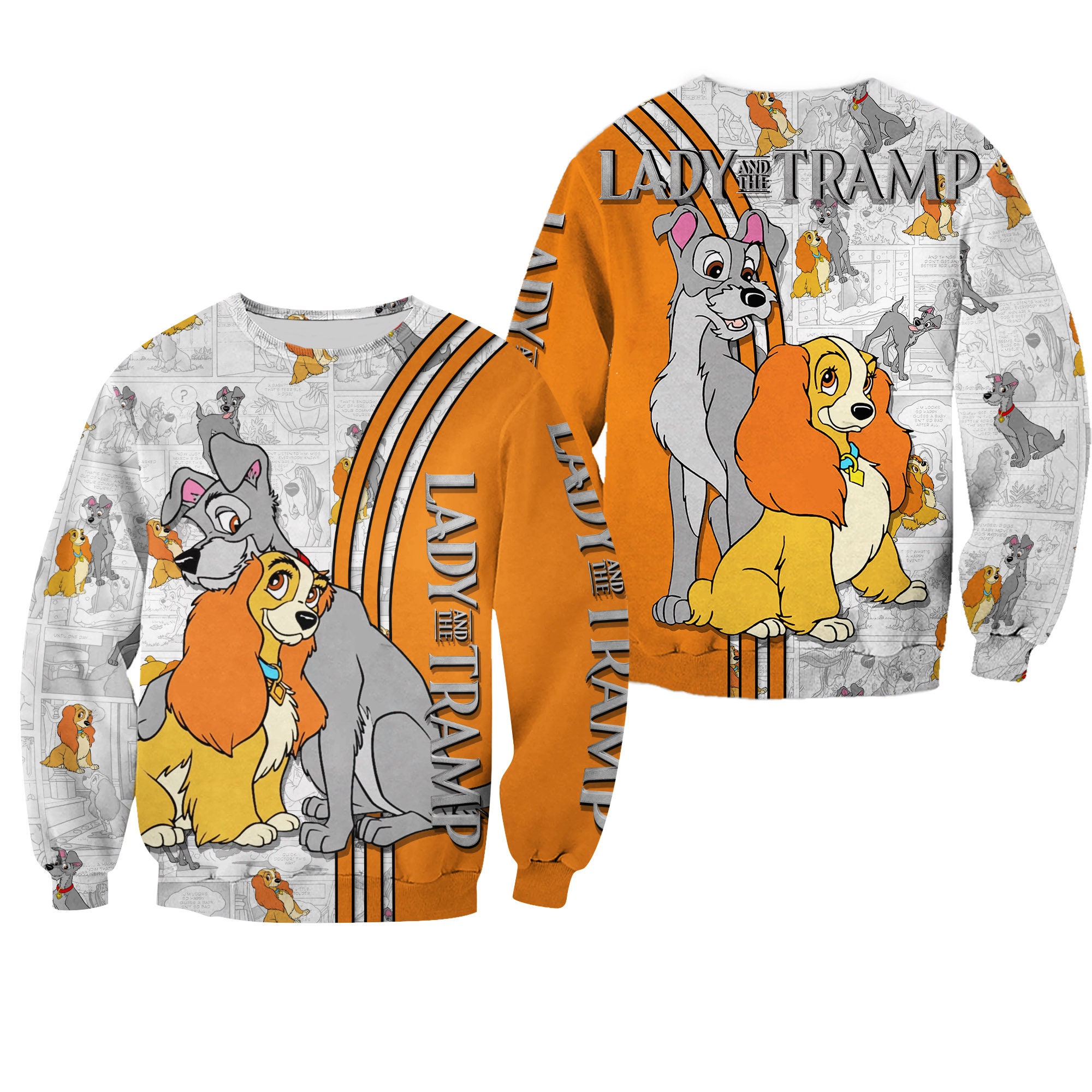 Lady & The Tramp Comic Patterns Disney 3D Sweatshirt