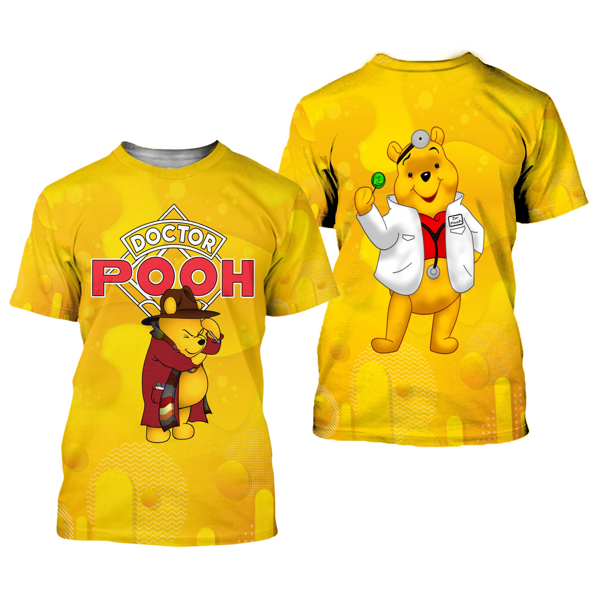 Doctor Pooh Yellow Button Overalls Patterns Disney T-shirts