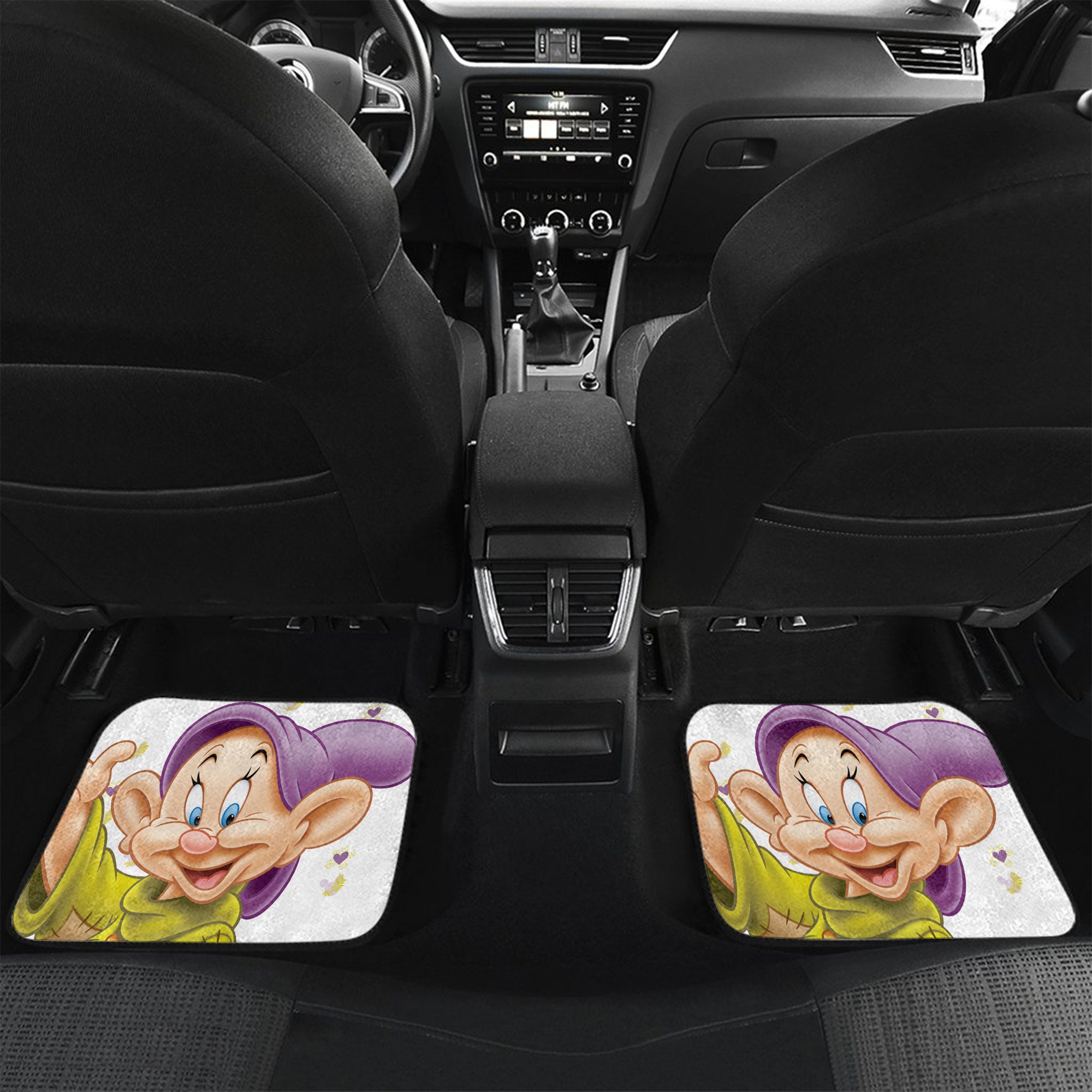 Dopey Patterns Green Yellow White Beige Disney Graphic Cartoon Custom Personalized Car Floor Mat Set Accessories Decorations