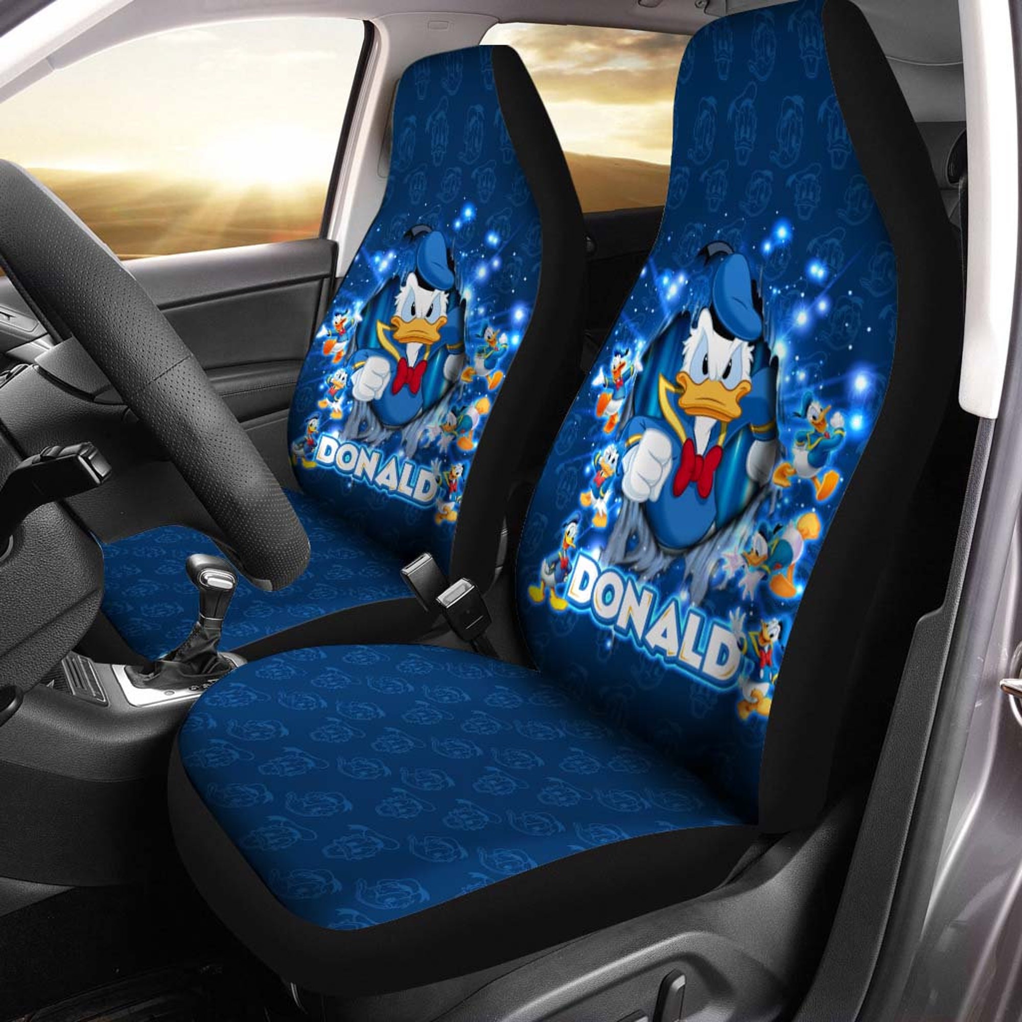 Donald Duck Blue White Yellow Black Glitter Disney Car Seats Cover