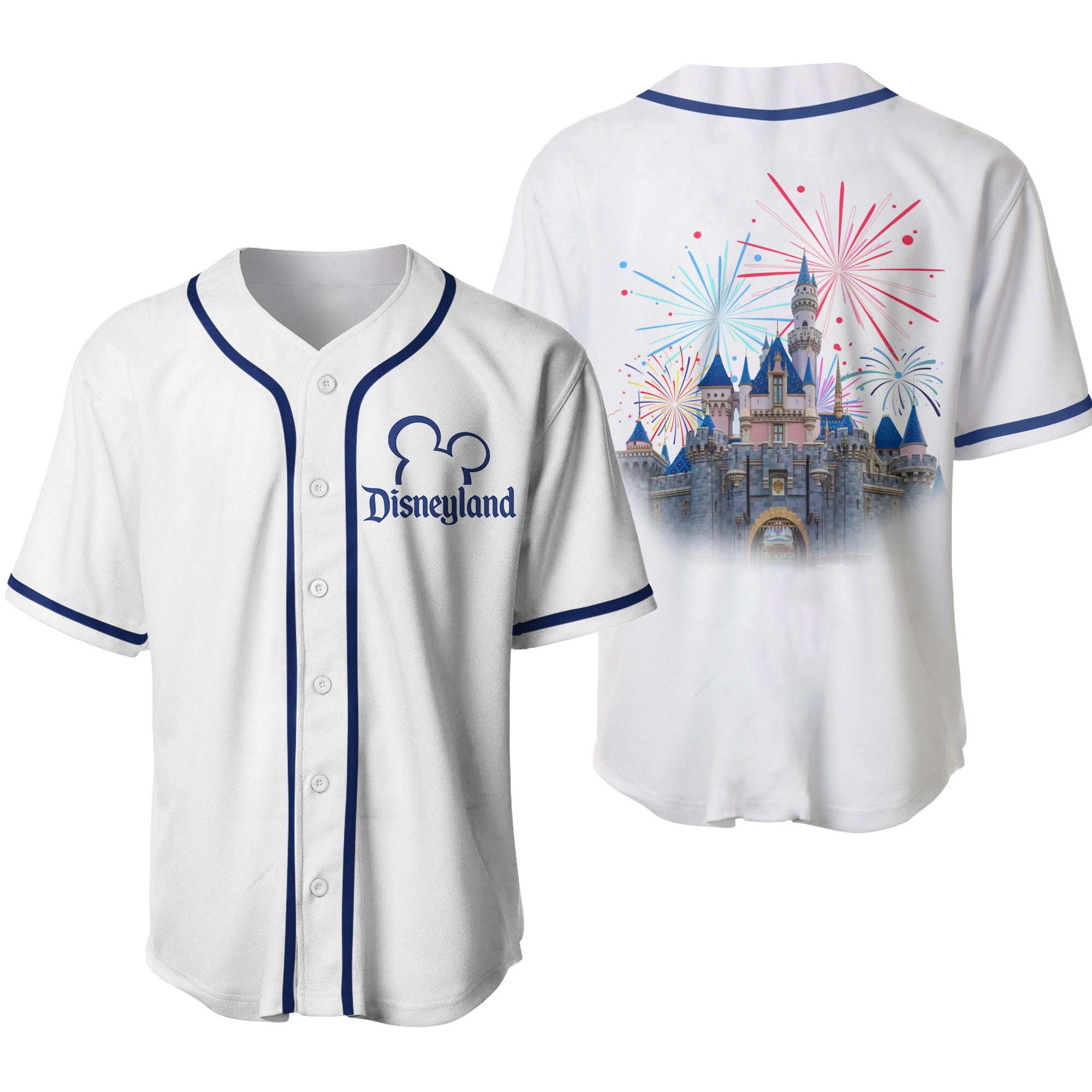 Discover Disneyland Schloss Feuerwerk Urlaub Baseball Jersey Trikot