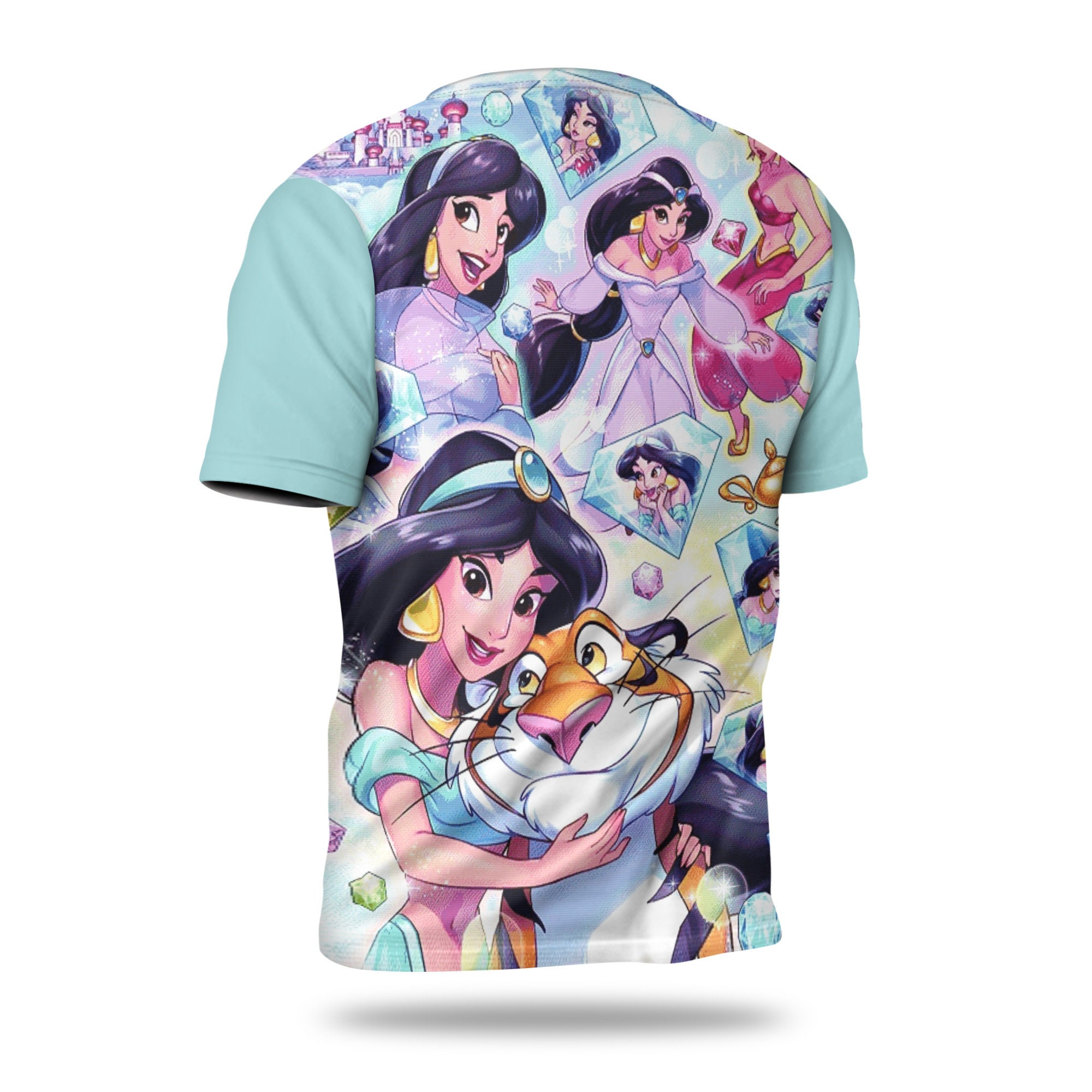 Jasmine & Rajah Clear Button Overalls Patterns Disney Outfits Unisex Casual T-shirts 3D