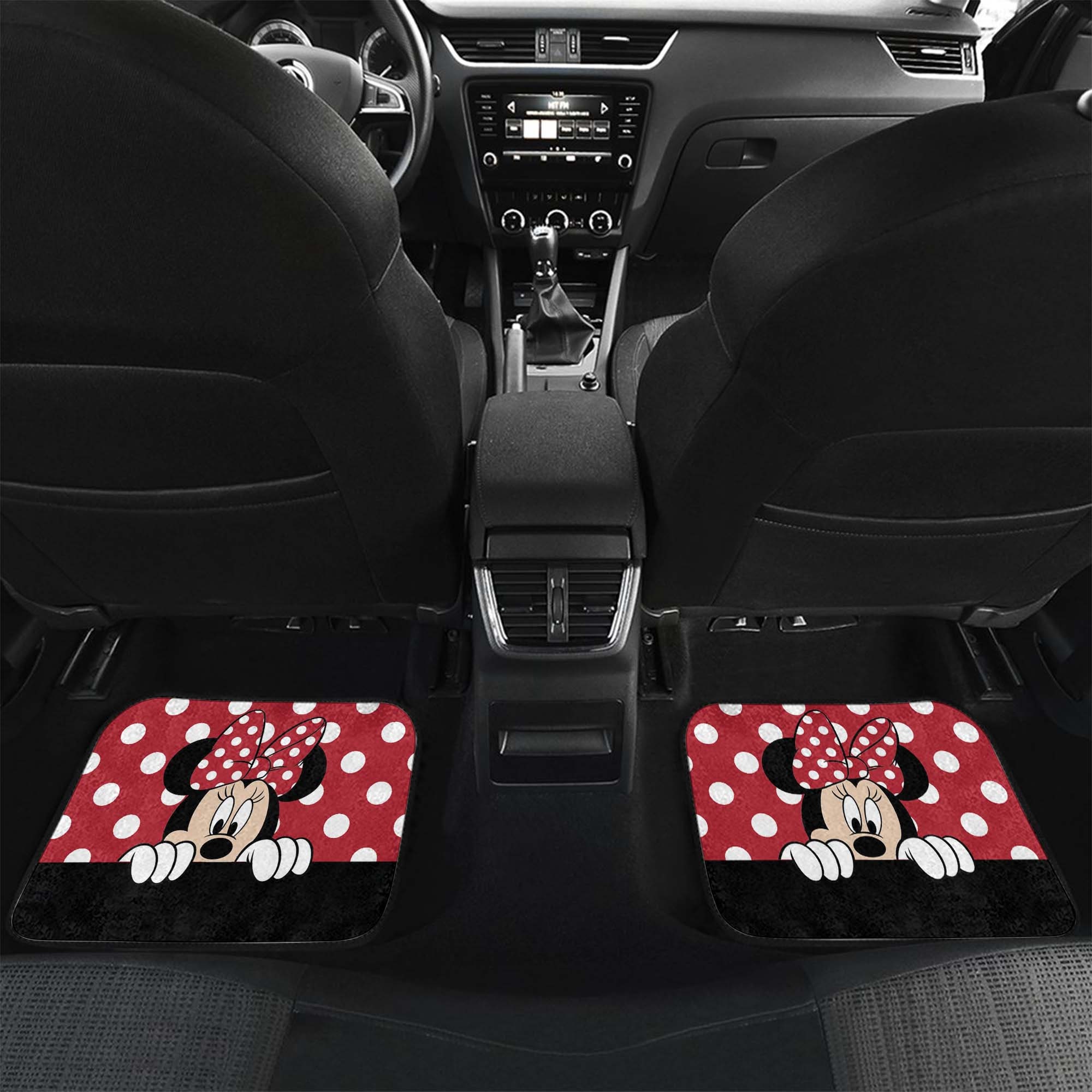 Minnie Mouse Polkadot Patterns Red Black White Disney Graphic Cartoon Custom Personalized Car Floor Mat Set Accessories Decorations