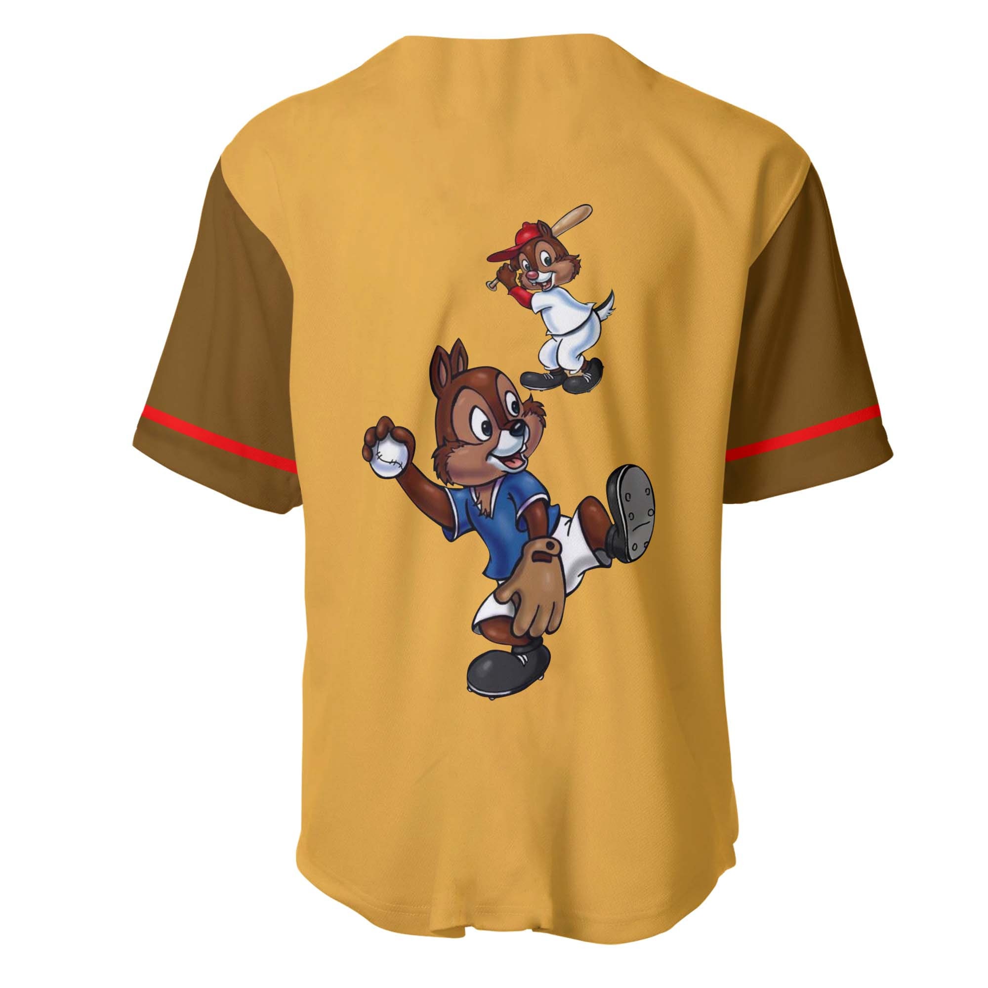 Chip 'n' Dale Gold Brown Red Disney Unisex Cartoon Graphic Casual Outfits Custom Baseball Jersey