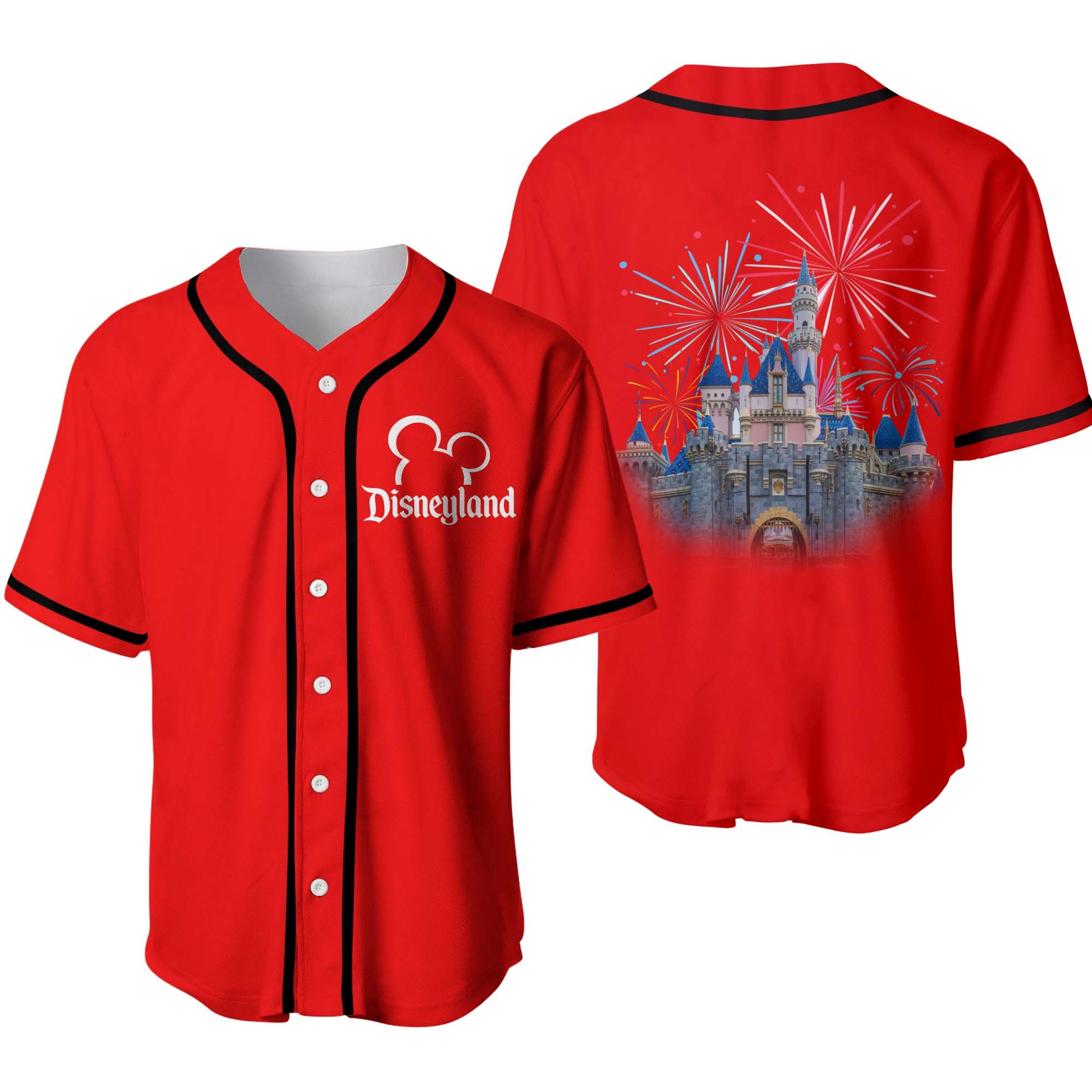 Discover Disneyland Schloss Feuerwerk Baseball Jersey Trikot