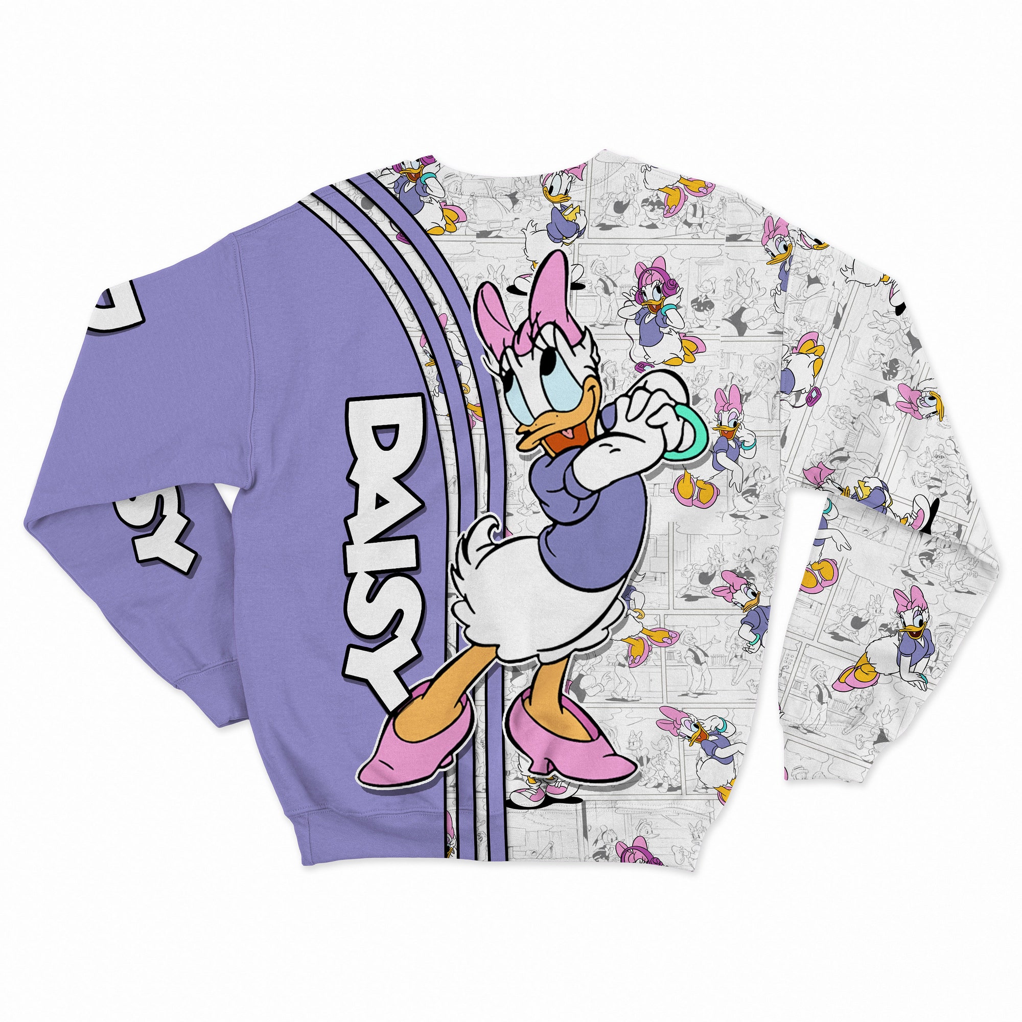 Daisy Purple Comic Book Patterns Disney 3D Sweatshirt