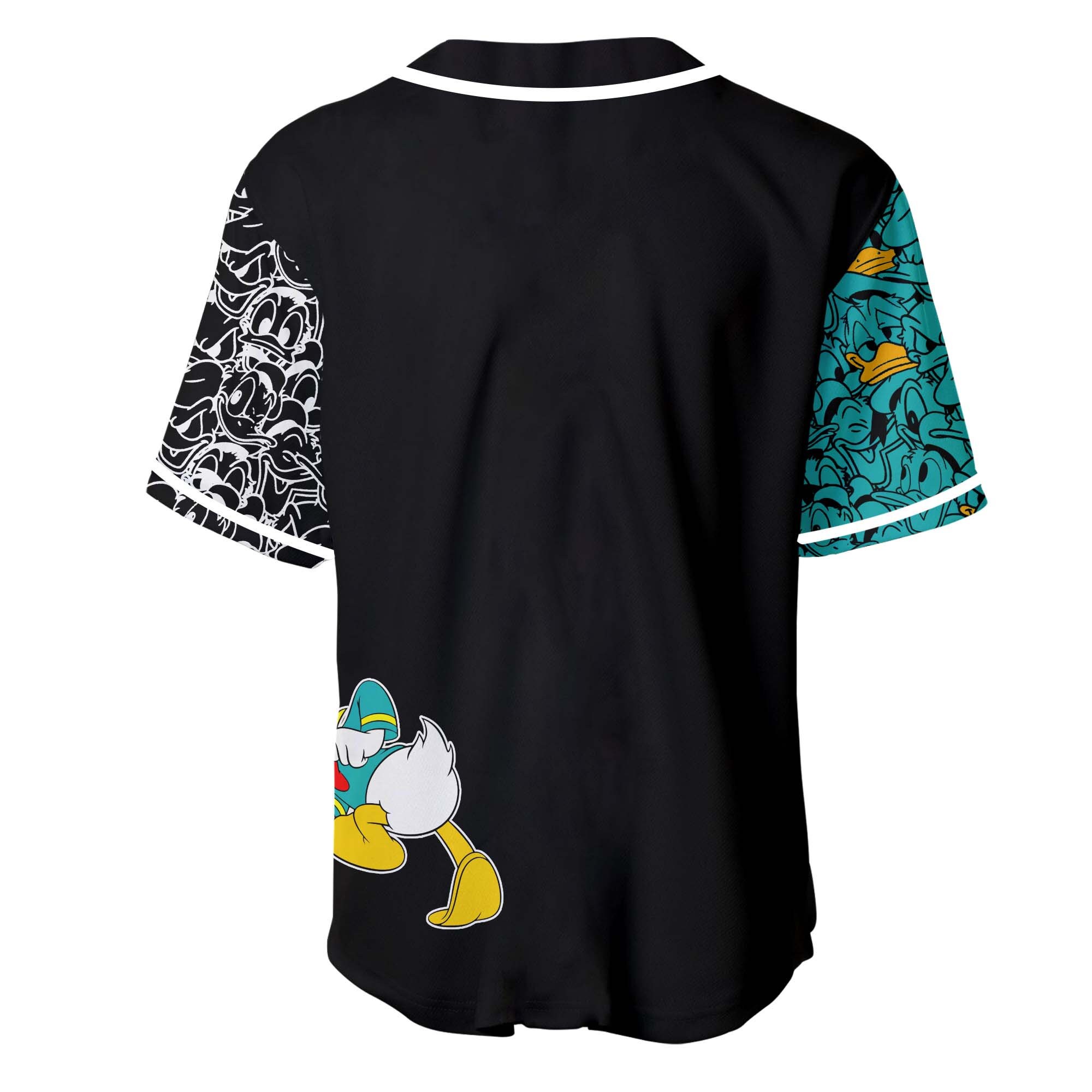 Donald Duck Pattern Turquoise Black Disney Custom Baseball Jersey