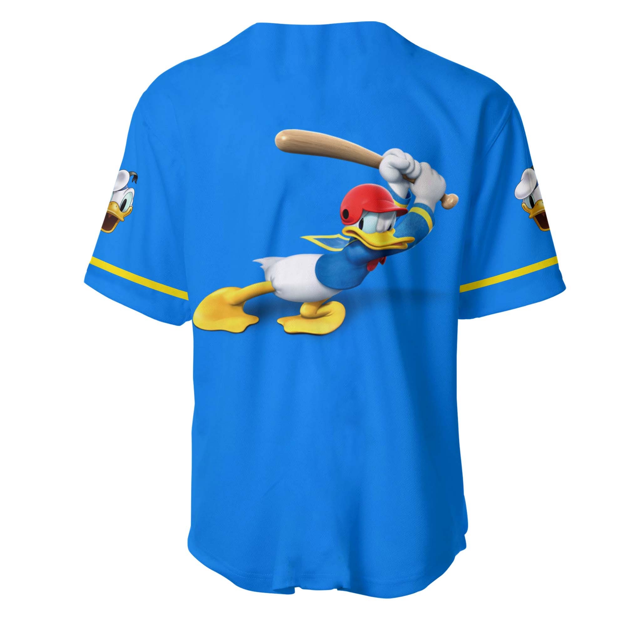 Donald Duck Blue Yellow Disney Unisex Cartoon Graphic Casual Outfits Custom Baseball Jersey