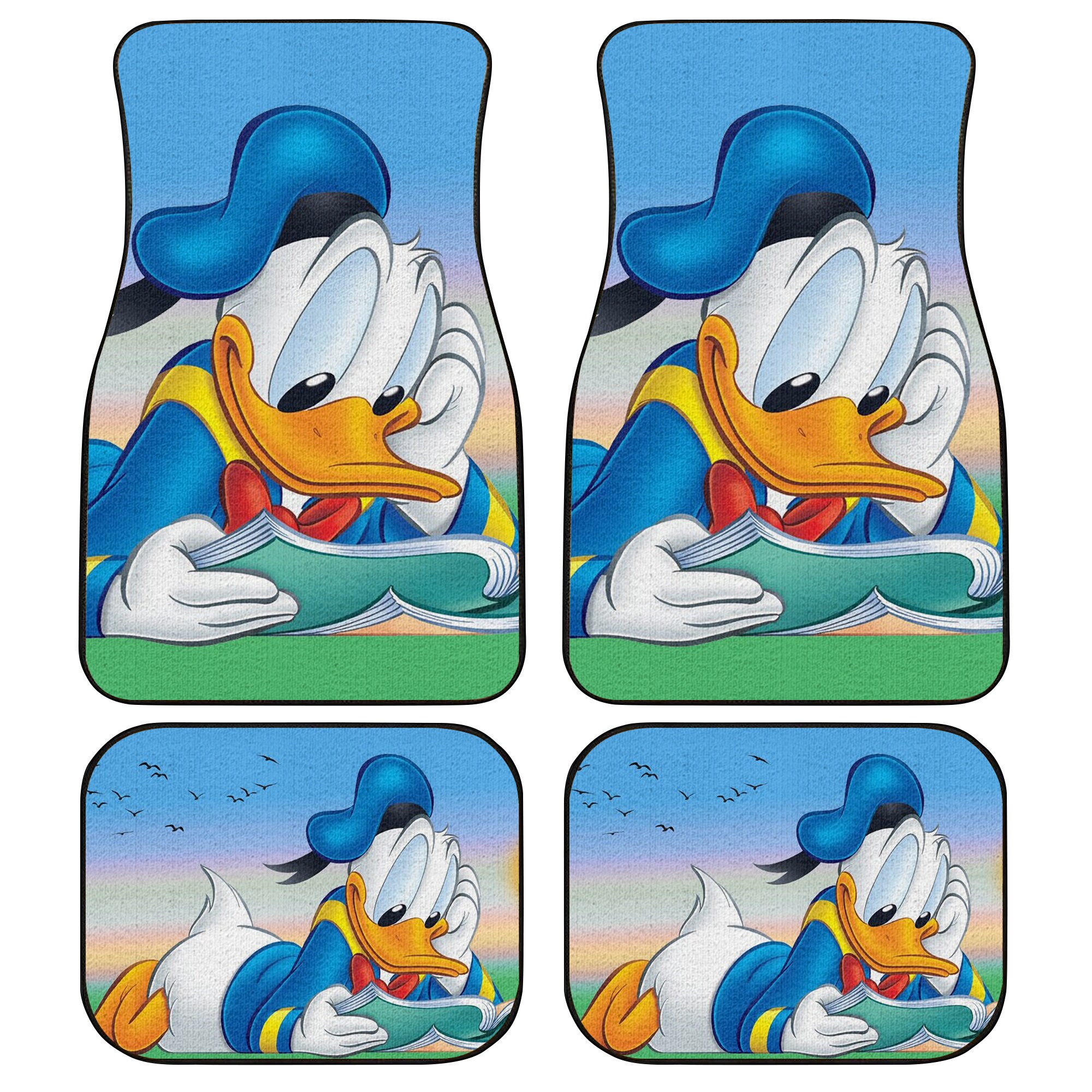 Donald Duck Patterns Blue Yellow White Green Black Disney Graphic Cartoon Custom Personalized Car Floor Mat Set Accessories Decorations