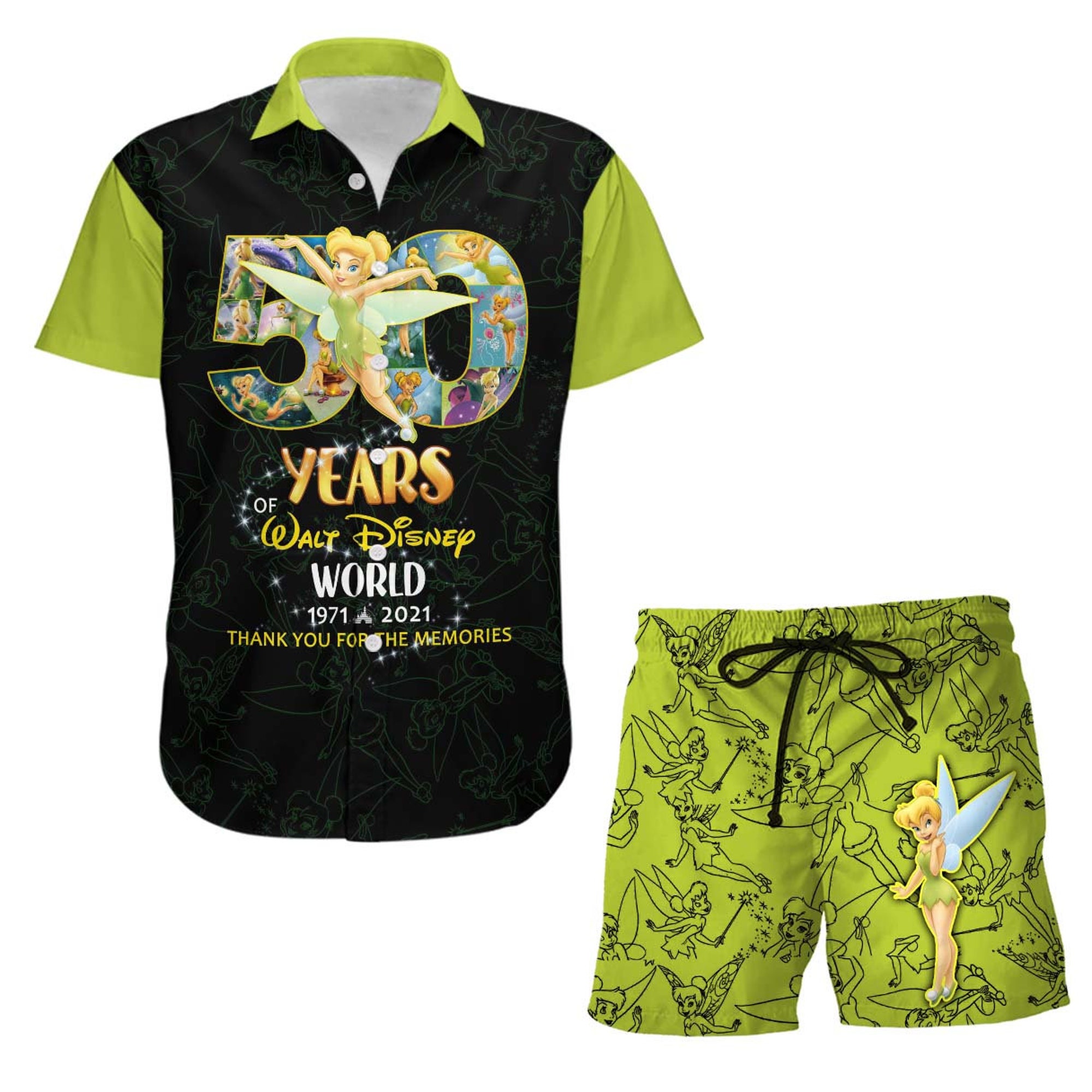 Tinker Bell 50. Jahrestag Glitzer Schloss Disney Hawaiian Shirt Tinker Bell 50. Jahrestag Glitzer Schloss Disney Hawaiian Shirt