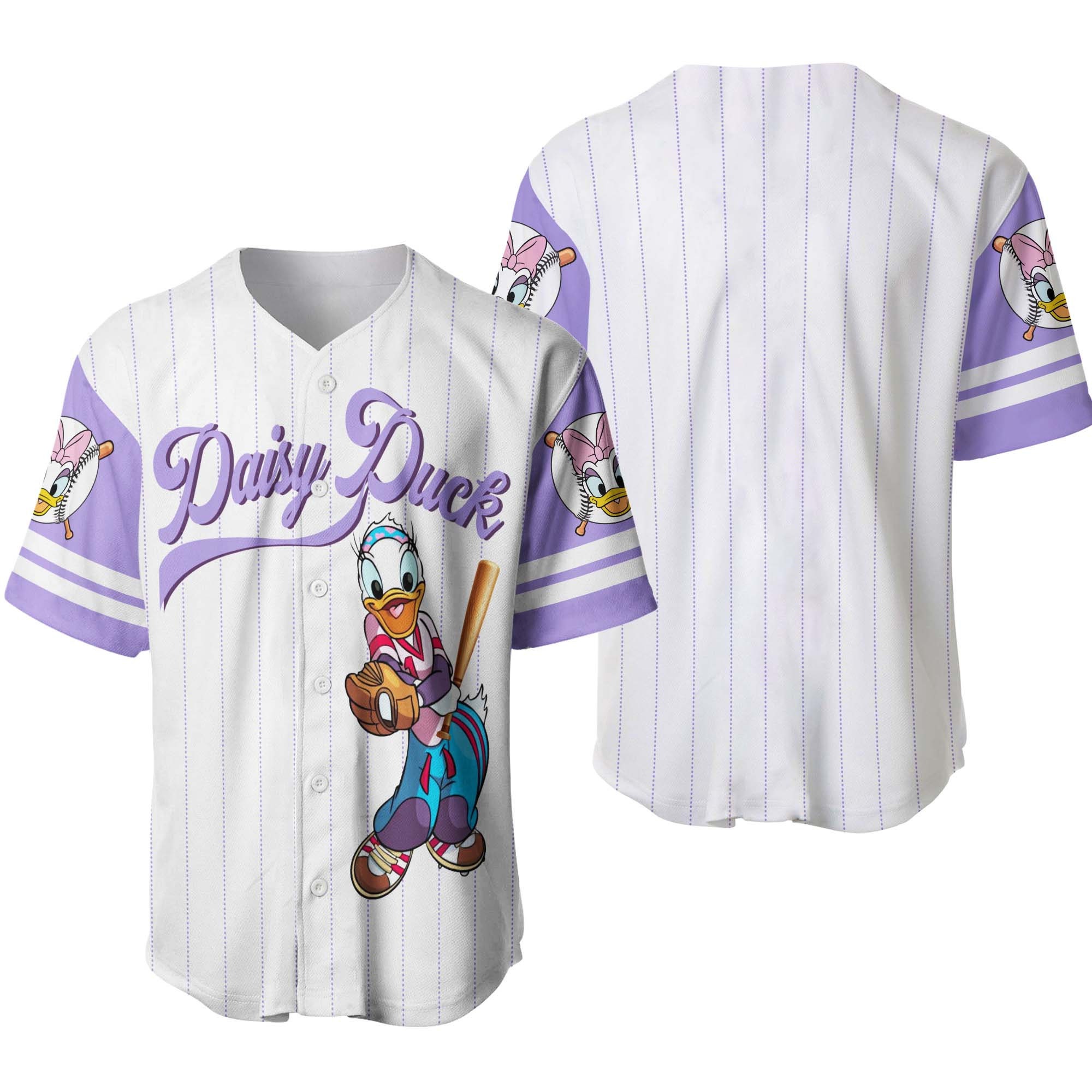 Discover Daisy Duck White Purple Lilac Disney Custom Baseball Jersey