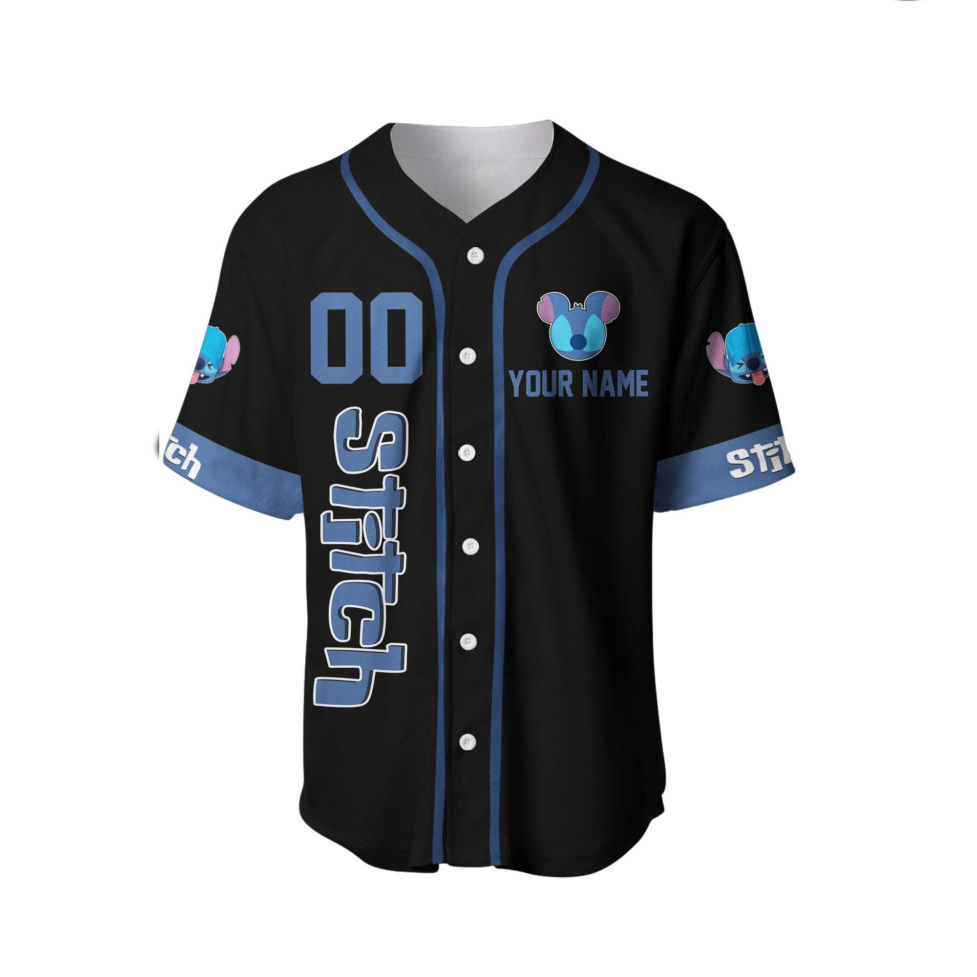 Discover Stitch Blue Black Disney Custom Baseball Jersey