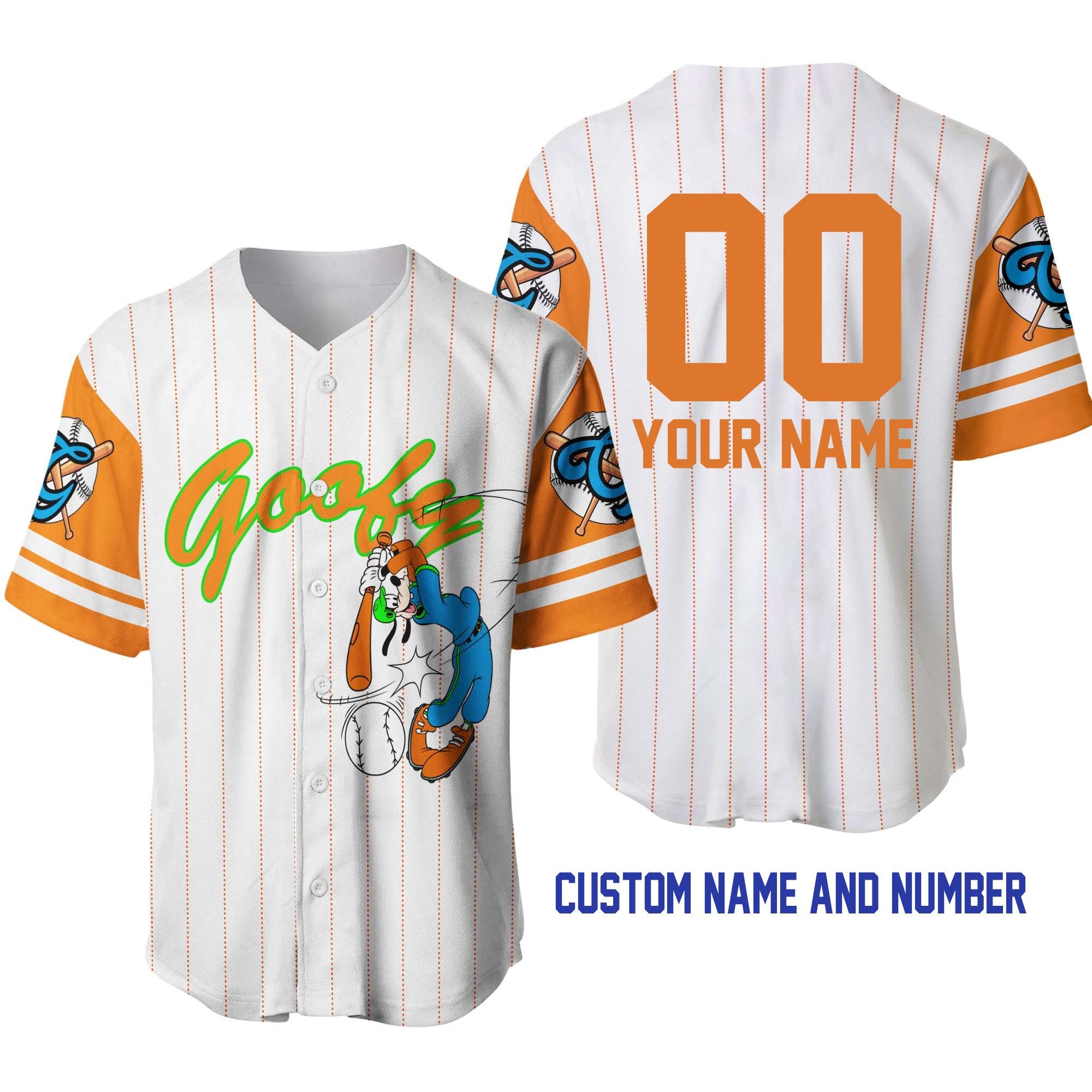 Discover Goofy Dog White Orange Disney Unisex Cartoon Graphic Casual Custom Baseball Jersey