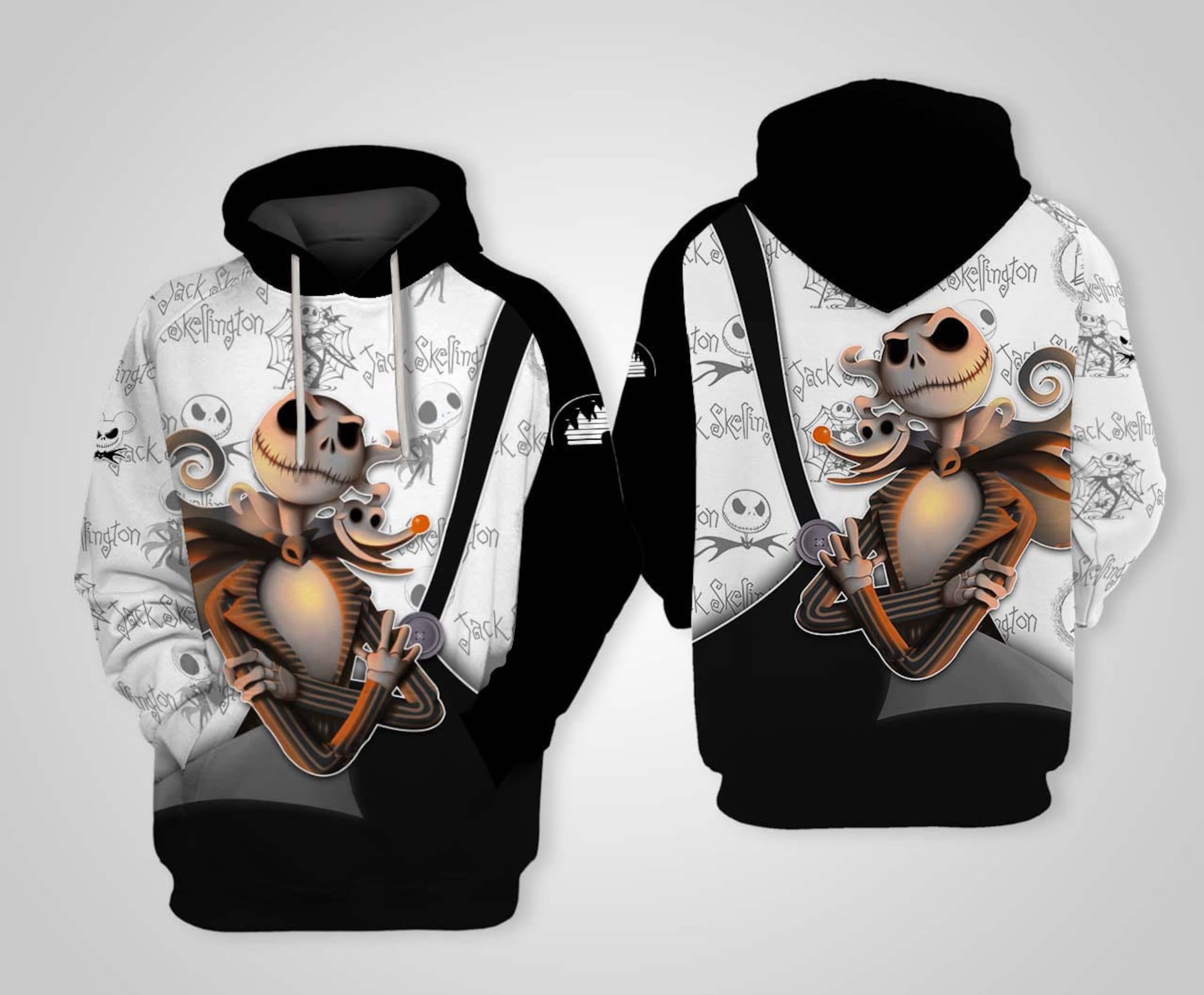 Discover Black White Jack Skellington | Disney 3D Hoodie
