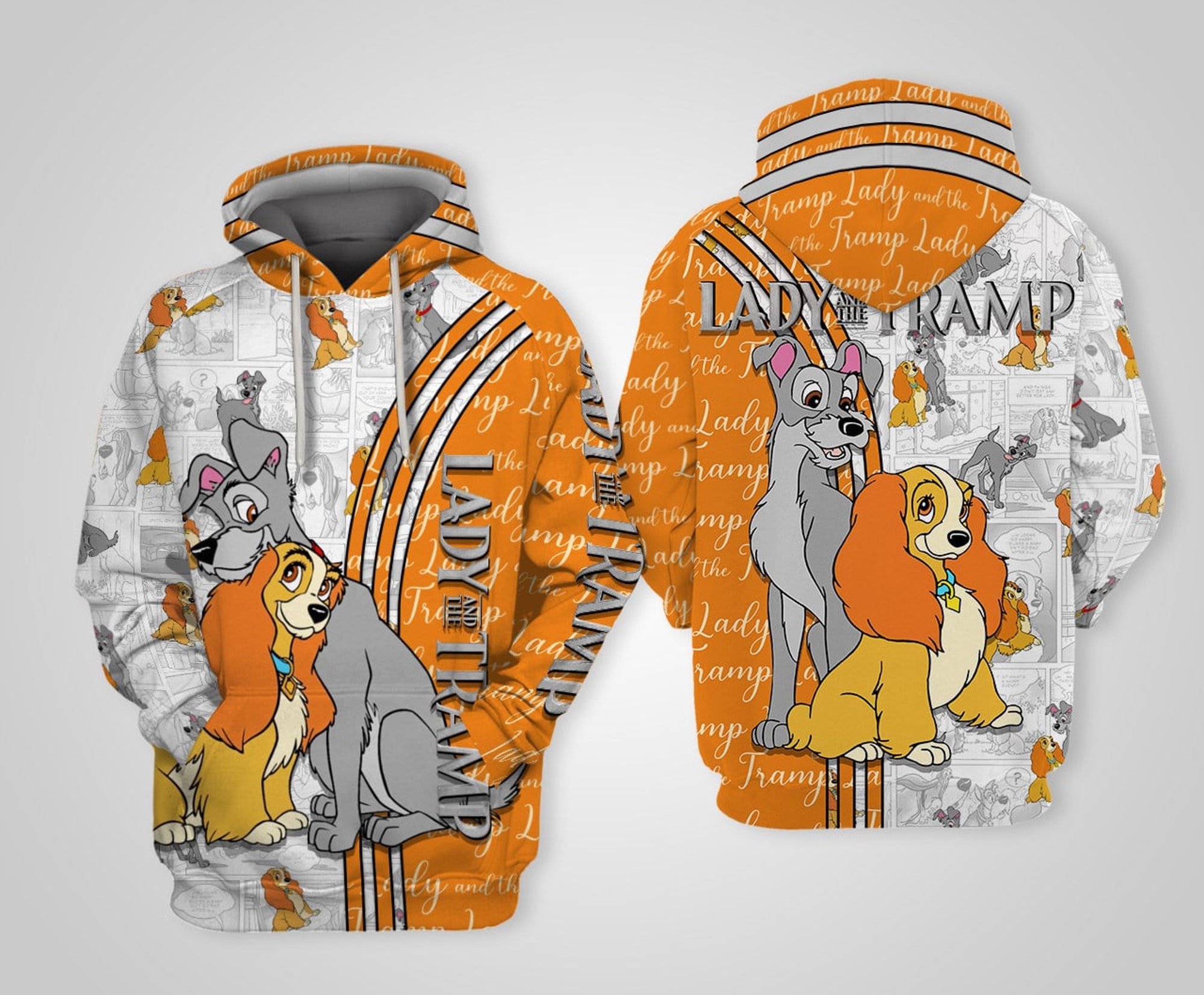 Discover Lady And The Tramp Orange 3D Hoodie