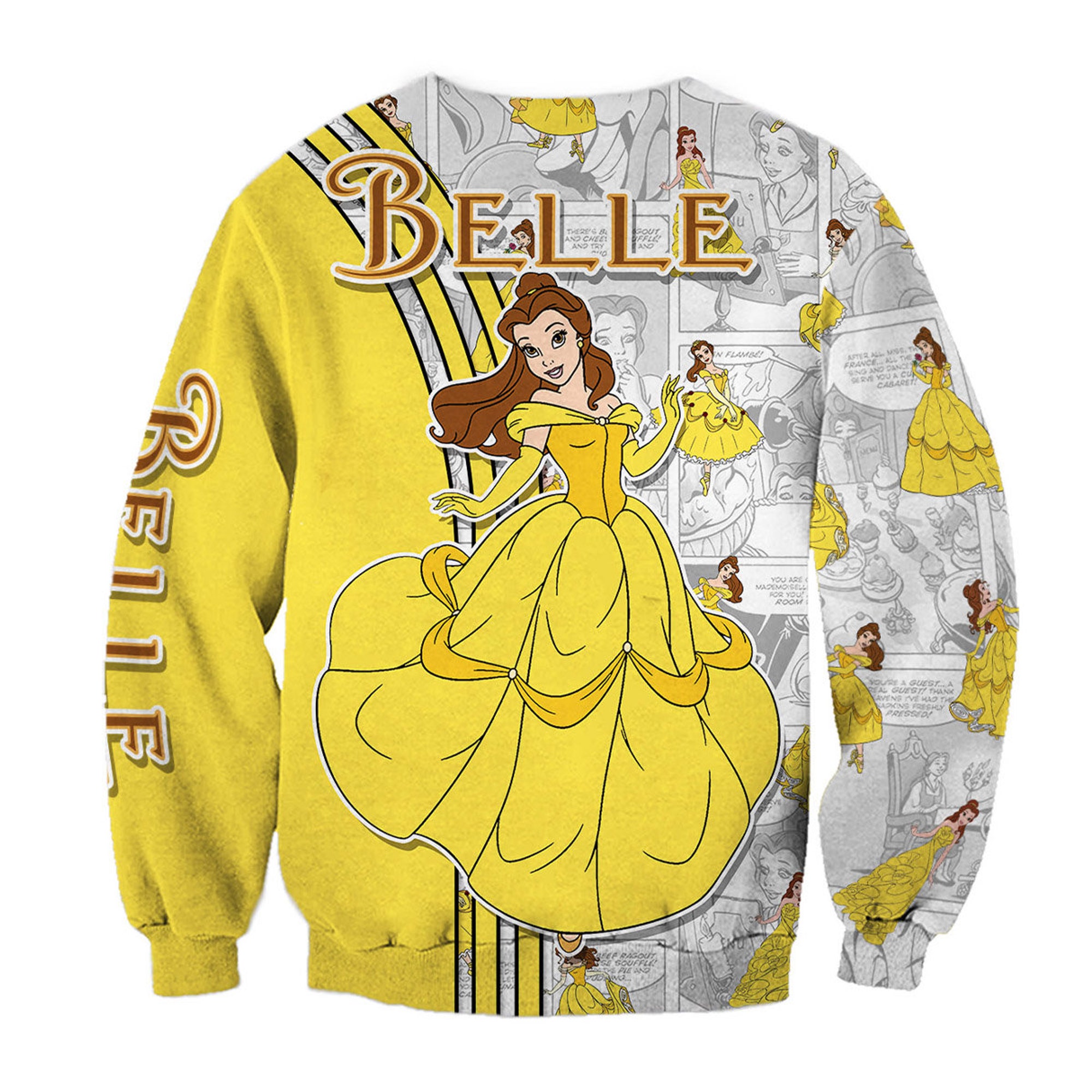 Belle Princess Yellow Comic Book Disney 3D Sweatshirt
