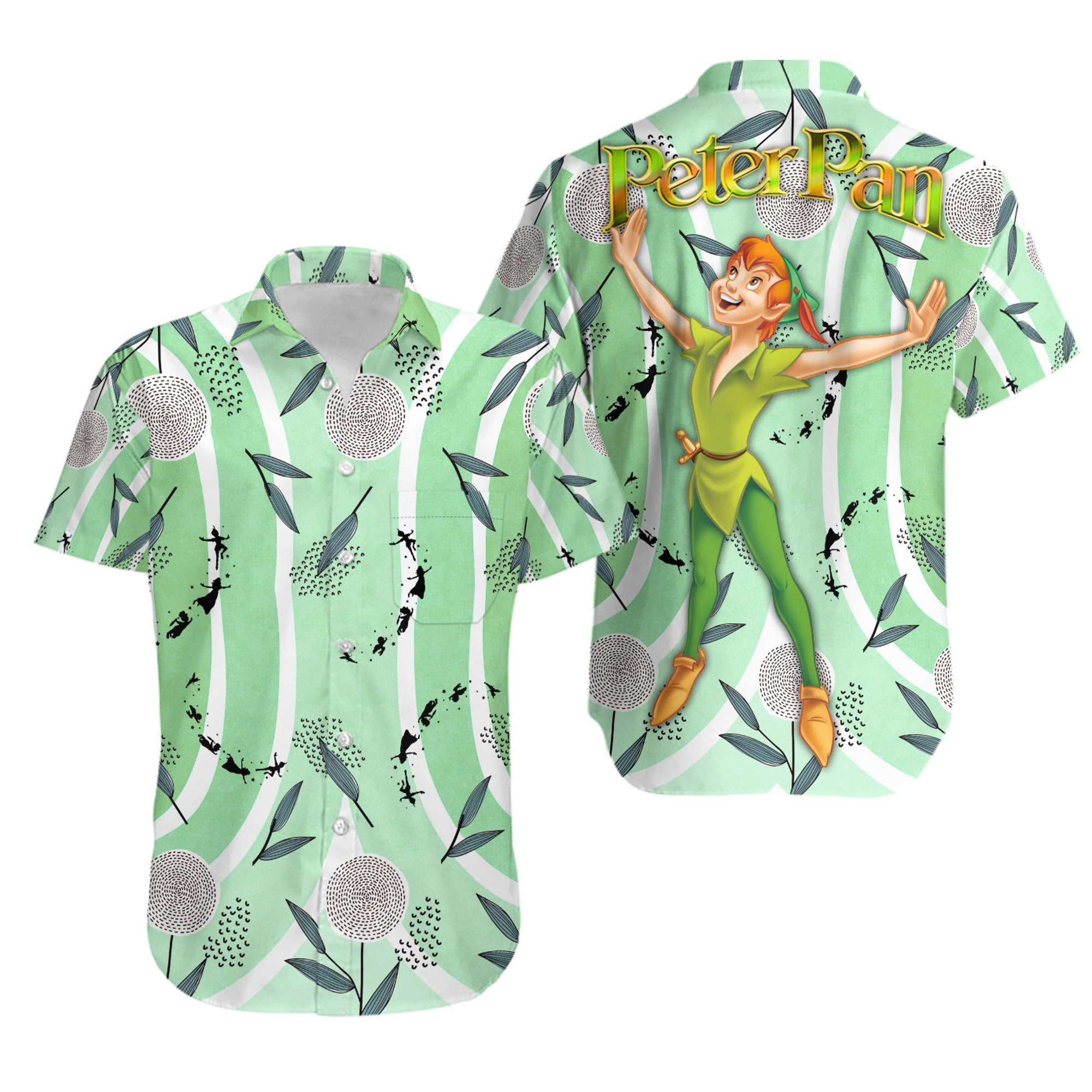 Peter Pan Floral Blatt Disney Hawaiian Shirt Peter Pan Floral Blatt Disney Hawaiian Shirt