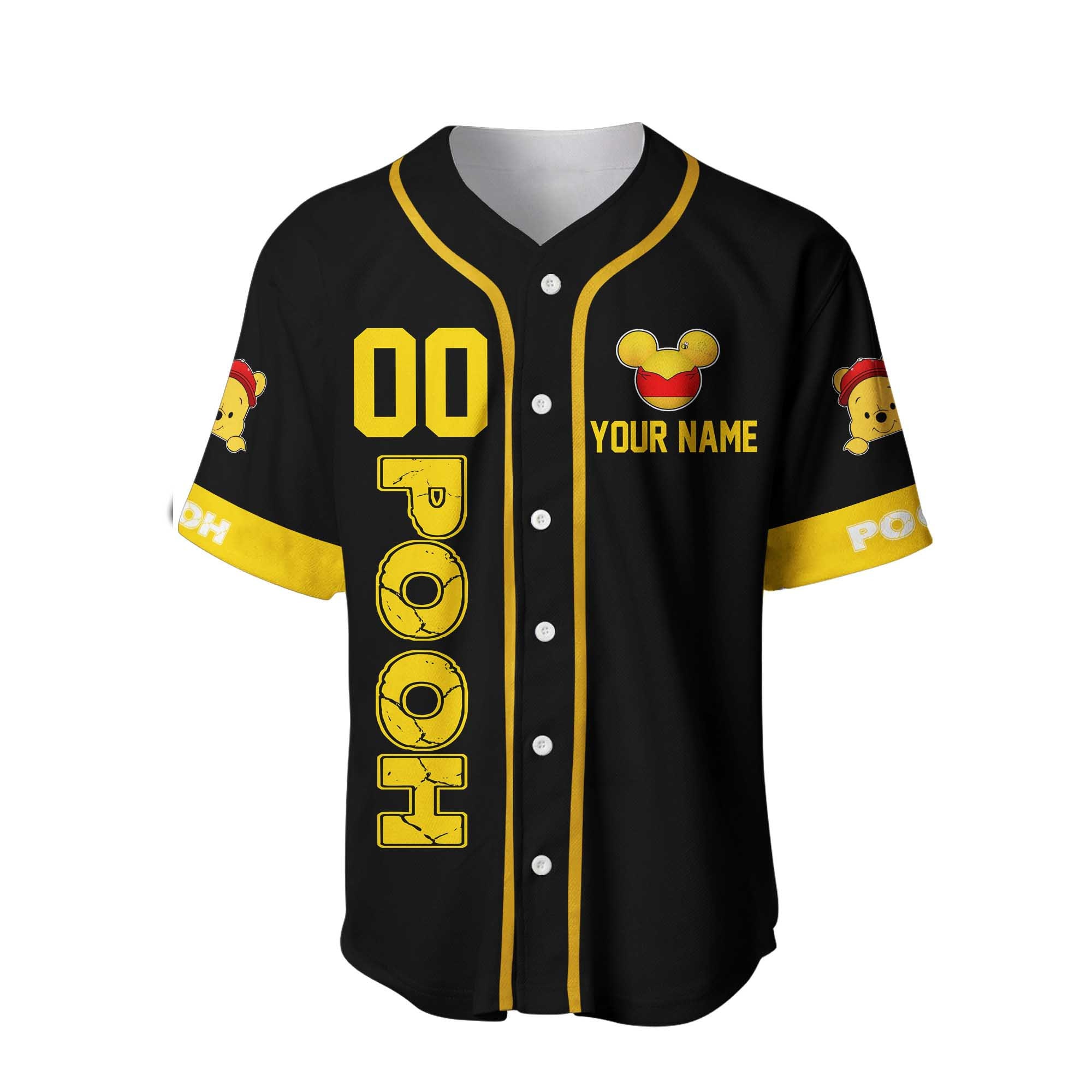 Discover Winnie The Pooh Yellow Black Disney Custom Baseball Jersey