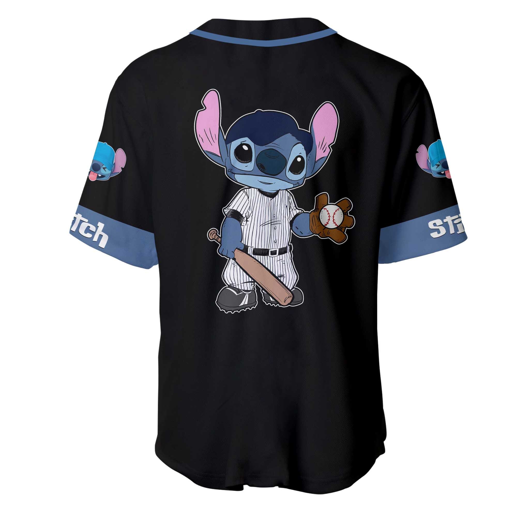 Discover Stitch Blue Black Disney Custom Baseball Jersey