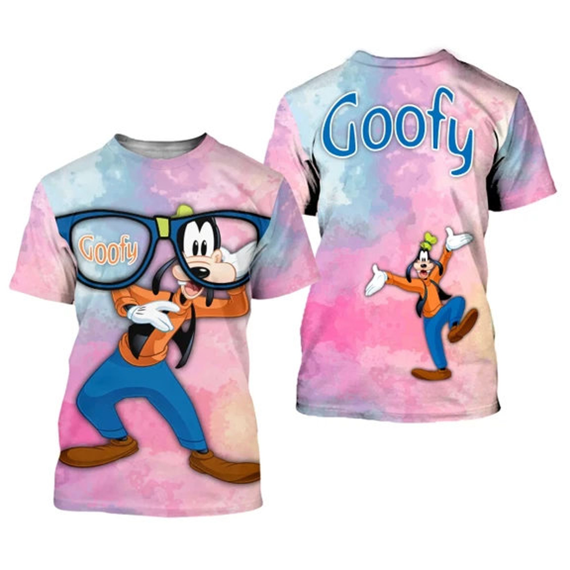 Glasses Goofy Dog Watercolor Button Overalls Patterns Disney T-shirts