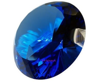 Tripact 120mm Orginal Color Sapphire Blue Diamond Shaped Jewel Crystal Paperweight (laser engravering)