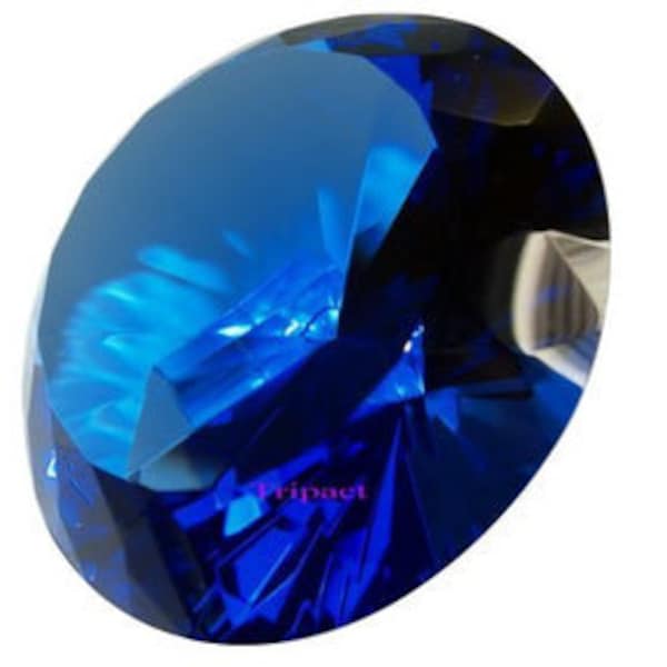 Tripact 120mm Orginal Color Sapphire Blue Diamond Shaped Jewel Crystal Paperweight (laser engravering)