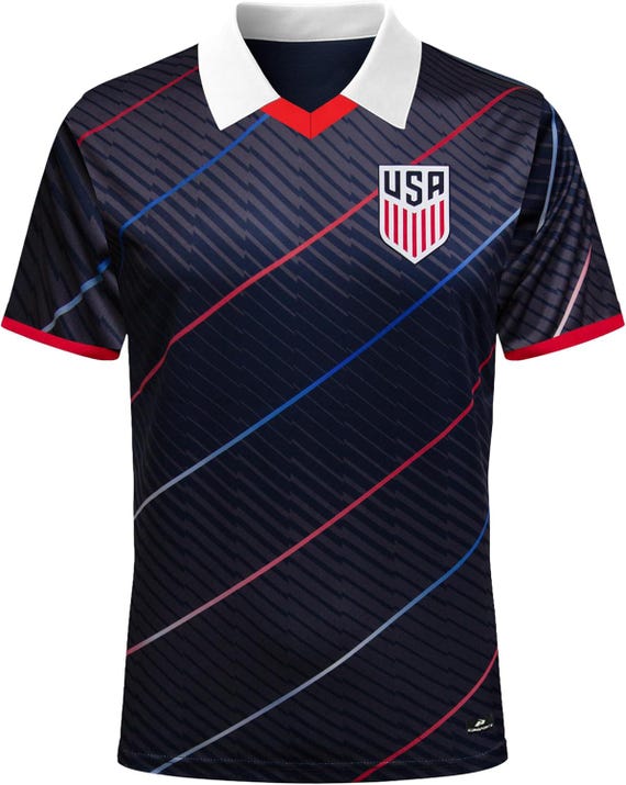 2026 US Soccer USMNT Game Day Soccer T-Shirt: Official Licensed Poly Jersey - Navy with Home Color