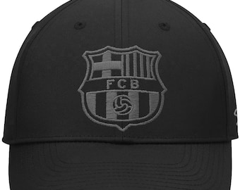 FC BARCELONA Official Licensed Soccer Cap Hat - Black with Grey Logo - Custom Name Initials