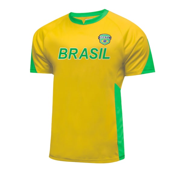 Add Name & Number Youth Brazil Game Training Soccer Poly Shirt Jersey  -06