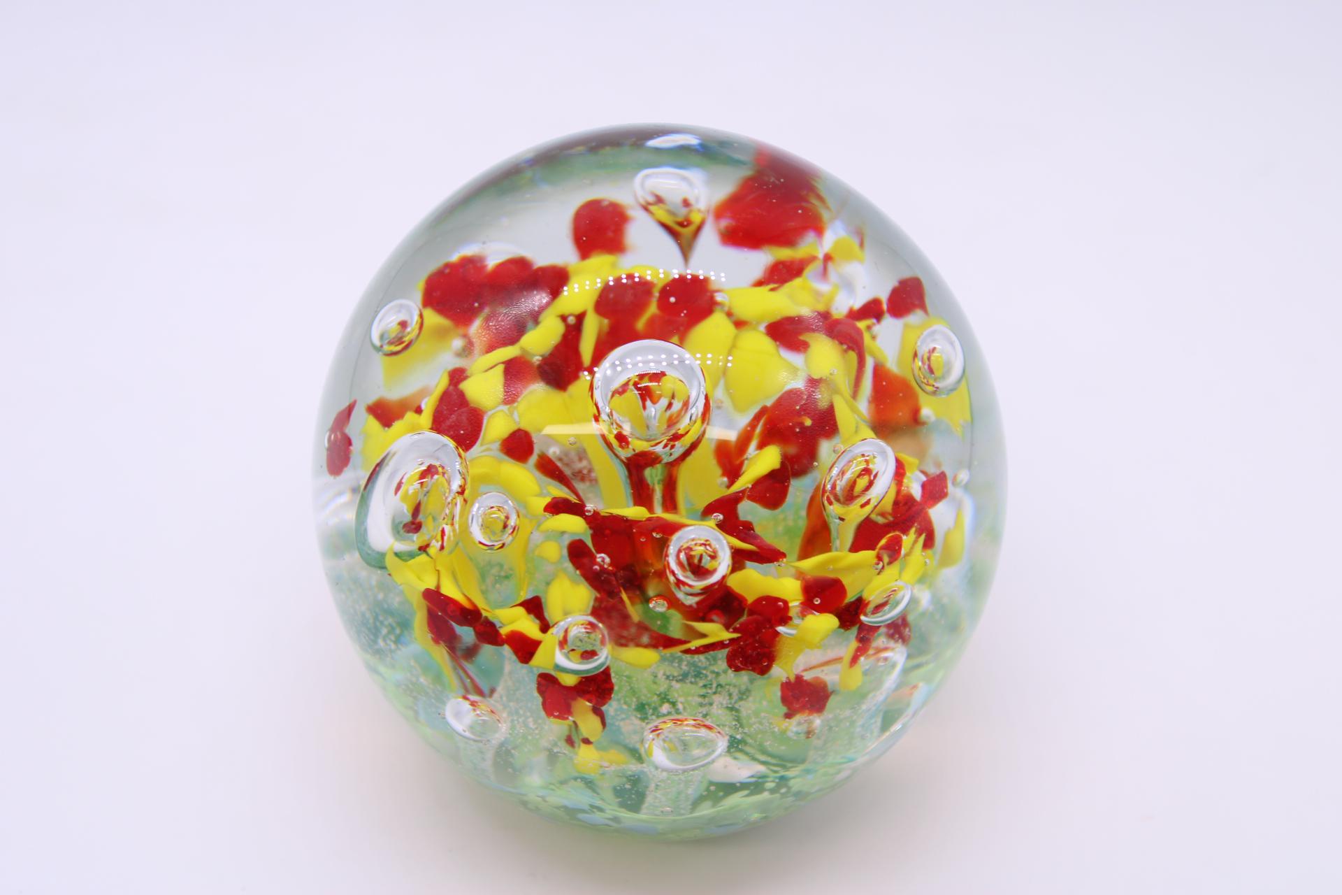 100% Handcraft Glass abstract Rainbow Bubble design encased Glass Paperweight - Custom Engraving