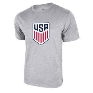U.S. Soccer USMNT Logo Adult T-Shirt Light Grey Logo [Custom] Name + Number