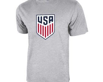 U.S. Soccer USMNT Logo Adult T-Shirt Light Grey Logo [Custom] Name + Number