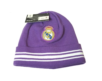 Real Madrid C.F. Authentic Official Licensed Product Soccer Beanie - Purple & White - Custom Name Initials
