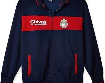 Chivas Del Guadalajara Touchline Adult Full-Zip Track Jacket Custom Name & Number A Grade Home Navy Color