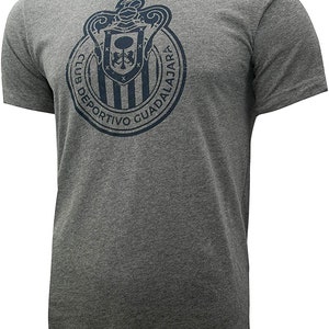 Chivas De Guadalajara Officially Licensed Soccer T-Shirt Cotton Tee - Grey [Custom] Your Name + Number