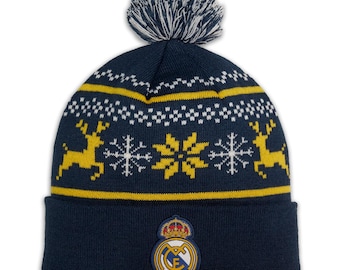 2024 Real Madrid Authentic Official Soccer Beanie - Navy with Snow Pattern Design A Grade
