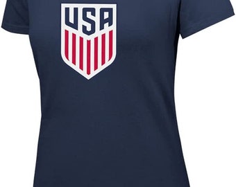 Women's US Soccer Team Tee – Custom Name & Number Navy Short Sleeve - View #5