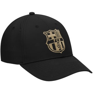FC BARCELONA Official Licensed Soccer Cap Hat - Black with Logo - Custom Name Initials