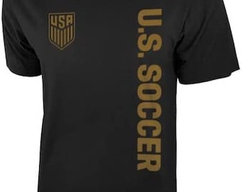 USMNT Soccer T-Shirt: Black Adult Tee with Gold Logo