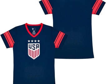 USWNT Girl's Game Day Shirt: Official U.S. Soccer Tee - Navy (Personalized)