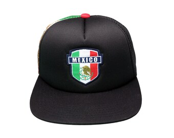 Mexico Hat Cap Soccer Cap - Country Logo World Cup Black Flag - Custom Name Initials