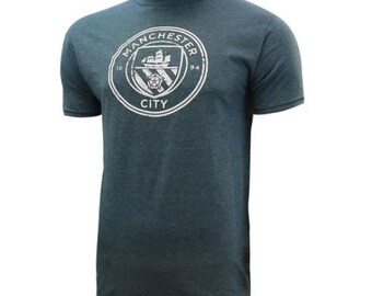 Camiseta con logotipo desgastado del Manchester City, azul marino [personalizada] Nombre + número