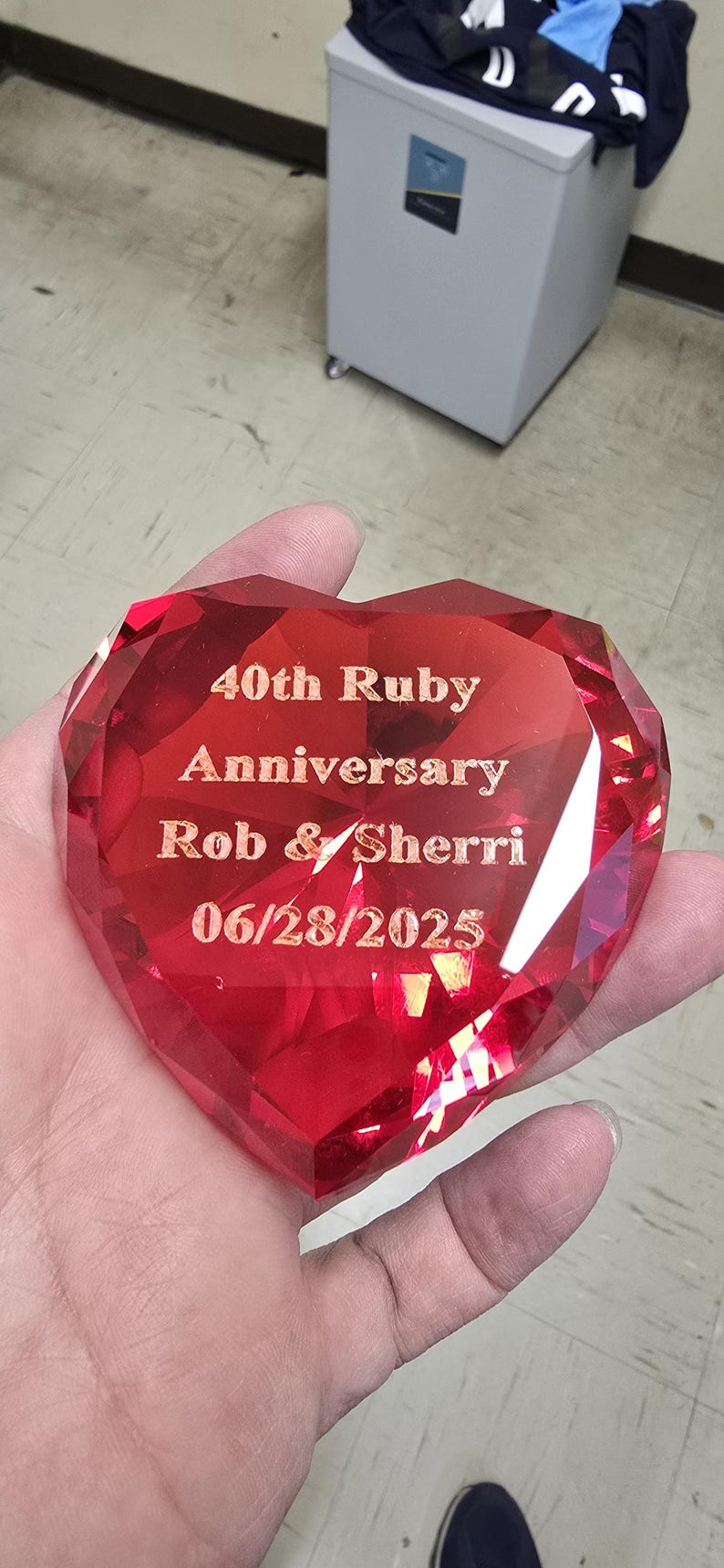 Ruby Paperweight 80mm Ruby Heart Personalized Ruby Red Crystal Heart: Laser Engraved ...