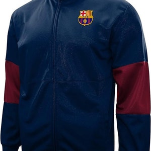 FC BARCELONA Official Licensed Adult Full Zipper Track Jacket - Red Custom Name & Number Navy