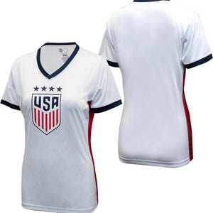 USWNT Ladies US Soccer 4 STARS Poly Jersey : Polymesh Game Day Shirt - Custom Name & Number image 2