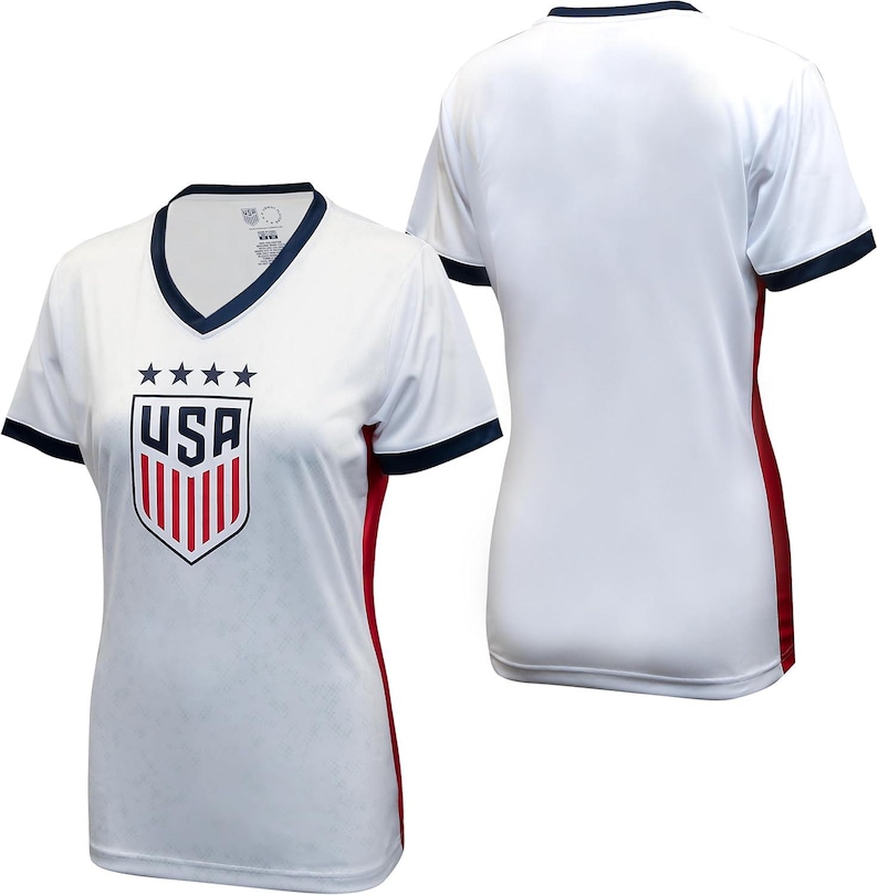 USWNT Ladies US Soccer 4 STARS Poly Jersey : Polymesh Game Day Shirt - Custom Name & Number image 2