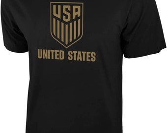 USMNT Soccer T-Shirt: Black with Gold Logo