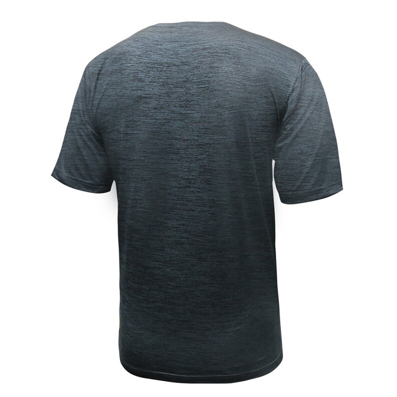 K&ouml;nnte beinhalten: Ein dunkelgraues T-Shirt mit kurzen &Auml;rmeln und einem Melange-Muster.
