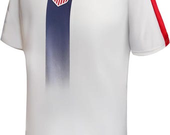 2026 US Soccer USMNT Game Day Soccer T-Shirt: Official Licensed Poly Jersey - White with Home Color - Adult Men Size
